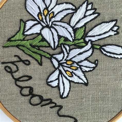 Lilies Embroidery Pattern Bloom Hand Embroidery Floral Etsy