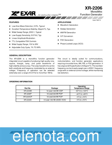 Xr Datasheet Pdf Kb Exar Pobierz Z Elenota Pl