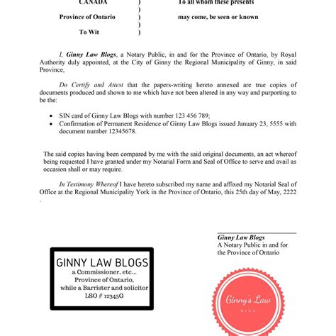 Notary Acknowledgment Canadian Notary Block Example / 32 ...