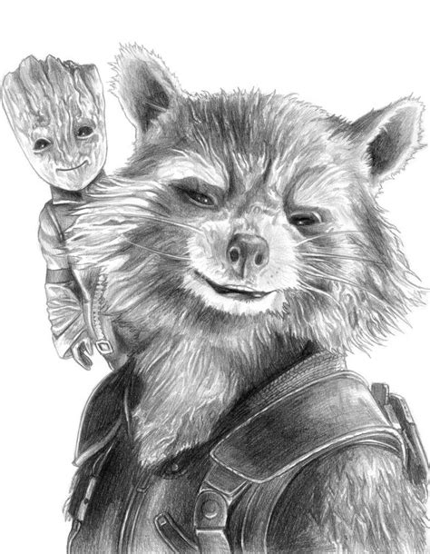 Learn how to draw groot from guardians of the galaxy (guardians of the galaxy) step by step : Rocket and Baby Groot (Guardians of the Galaxy 2) by ...