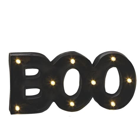 1725 Led Lighted Distressed Black Boo Hanging Halloween Marquee