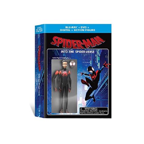 Sony Spider Man Into The Spider Verse Blu Ray DVD Digital Copy Action Figurine Blu Ray