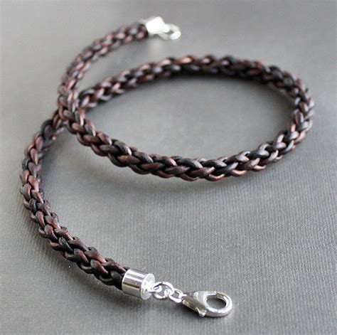 Mens Brown Leather Necklace Thick Braided Cord By Lynntodddesigns