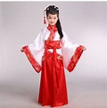 Girl ancient Chinese traditional national costume Hanfu red dress ...