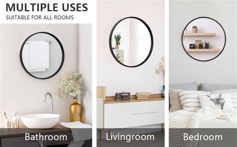 Zeny™ Black Circle Wall Mirror 18 Inch Round Wall Mirror With Metal Fr