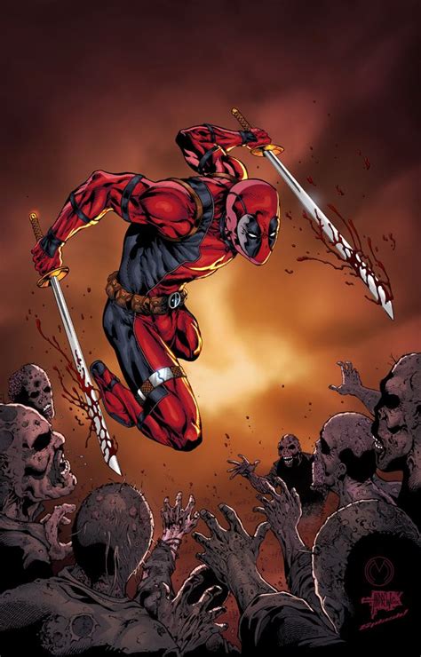 Deadpool Vs Zombies By Marat By Splashcolors On Deviantart Marvel