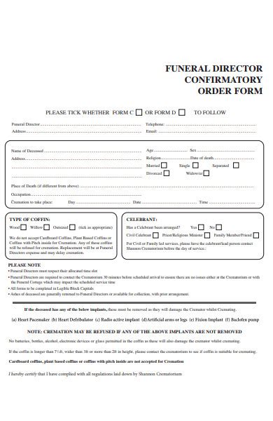 Free 51 Funeral Forms In Pdf Ms Word