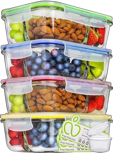 Buy Prepnaturals Glass Food Storage Containers With Lids Leakproof Meal Prep Container Bento