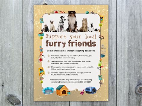 Printable Animal Shelter Donations Flyer Community Event Etsy
