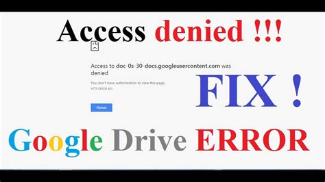 Access Denied You Don T Have Authorization To View This Page Google Drive Error Fix Google