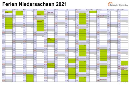 In deutschland hat die erste woche im kalender 2021 die kalenderwoche 53 (die erste kalenderwoche 'gehört' somit noch zum vorjahr) und die letzte im. Ferien Niedersachsen 2021 - Ferienkalender zum Ausdrucken