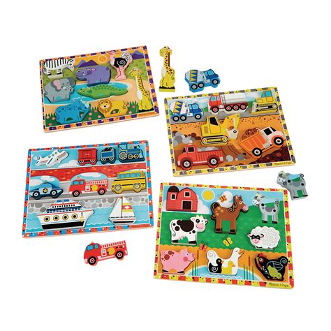 G252414 Melissa And Doug Chunky Wooden Puzzles Pack Of 4 Gls