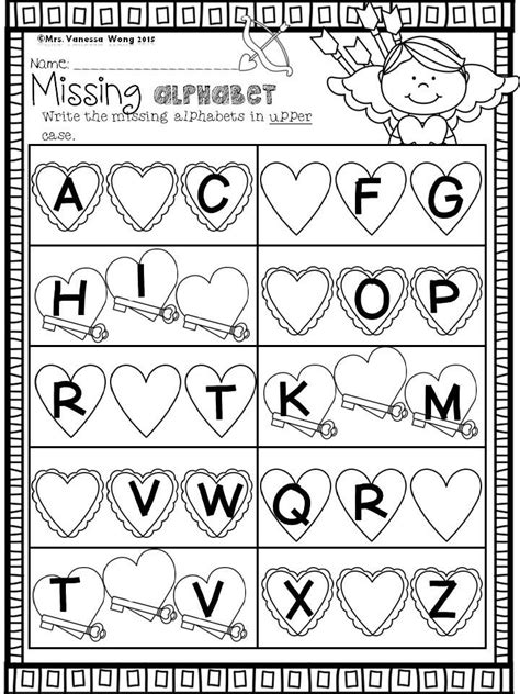 Missing Alphabets February Math And Literacy Pack English Worksheets