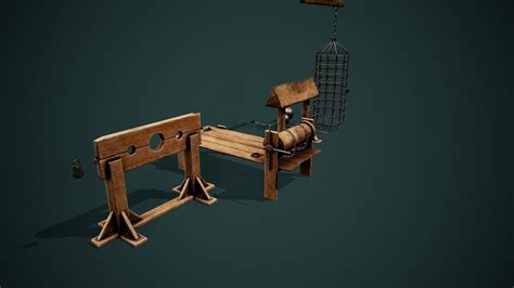 3d Model Medieval Dungeon Torture Devices Stocks Rack Pbr Low Poly