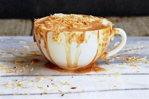 coconut hot chocolate latte with whipped coconut cream coconut recipes coconut hot chocolate