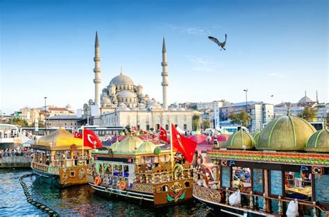 Premium Photo View Of The Suleymaniye Mosque And Fishing Boats In