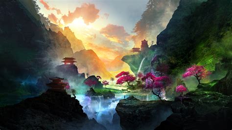 Alone In Beautiful Waterfall Landscape Wallpaper Hd Fantasy 4k