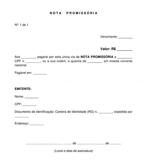 Nota Promissória Modelo Exemplo Online Word E Pdf