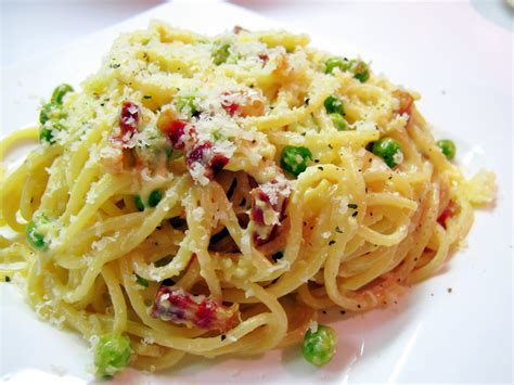 Dragons Kitchen Spaghetti Carbonara With Pancetta And Peas