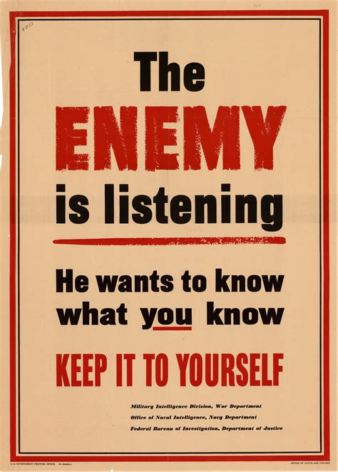 The Enemy Is Listening He Wants To Know What You Know Keep It To