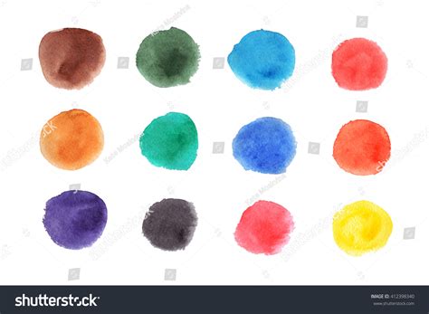 Set Watercolor Colorful Circles Isolated On Stock Illustration 412398340