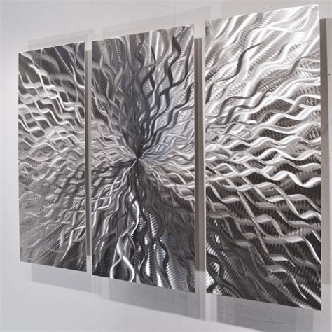 Modern Abstract Metal Wall Sculpture Art Contemporary Painting Home Decor Silver 688907816810 Ebay