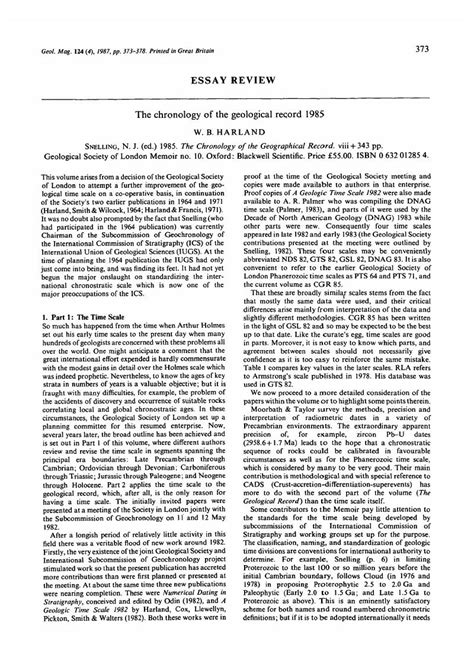 The Chronology Of The Geological Record 1985 Geological Magazine