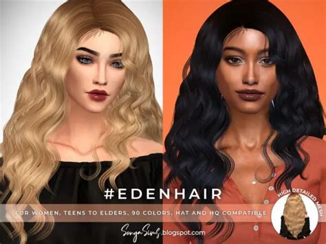Sonya Sims Eden Hair And Riley Hair Sims 4 Hairs