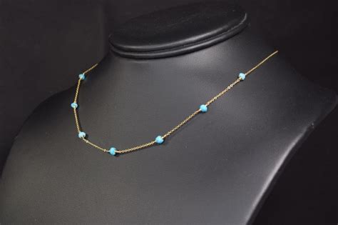 Turquoise Beaded Necklace December Birthstone Handmade Etsy