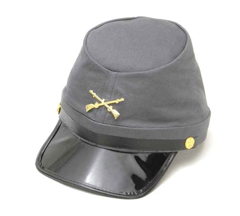 Mens Grey Confederate Kepi Hat Cap Civil War Soldier Adult Costume