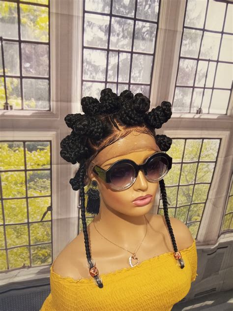 Bantu Knot Braided Wigs For Black Women Full Lace Braid Wig Etsy