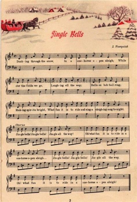 Jingle Bells Vintage Christmas Sheet Music Download Christmas Sheet