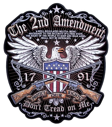 Patriotic American Eagle The 2nd Amendment Embroidered Biker Patch