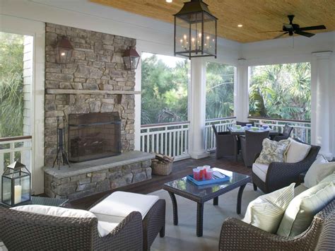 Fireplace On The Deck Houzz Seasonal Room Porch Fireplace