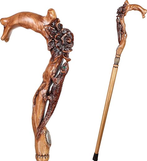 Orsus Wooden Walking Cane For Women Walking Stick Fox Hand Carved Stick