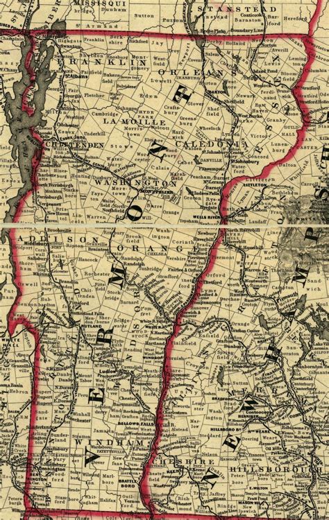 Vermont Genealogy Resources Map Of Vermont In 1860