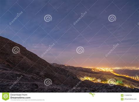 Suburb Of Eilat City In The Desert In The Israil In The Evening With