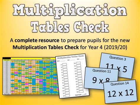 Year 4 Times Tables Test Multiplication Tables Check Tes