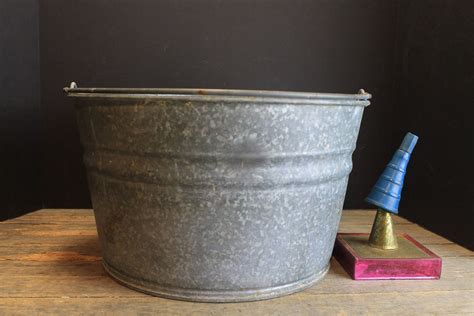 Vintage Galvanized Bucket With Handle No 4 Buckert Rustic Old
