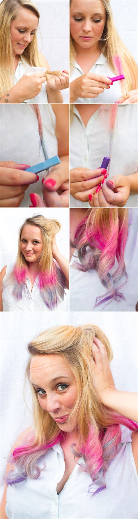 With the dual blonde and brunette if your skin has cooler undertones and you want to rock a classic blonde bombshell hairstyle, using a warm honey blonde as a base can be a great. DIY: How To Use Hair Chalk to Create Ombre Hair | Bespoke ...