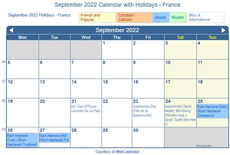 Print Friendly September 2022 France Calendar For Printing