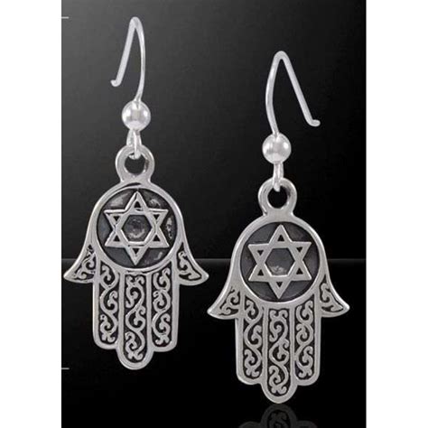 Hamsa Star Of David Sterling Silver Earrings Judiasm Jewish Jewelry