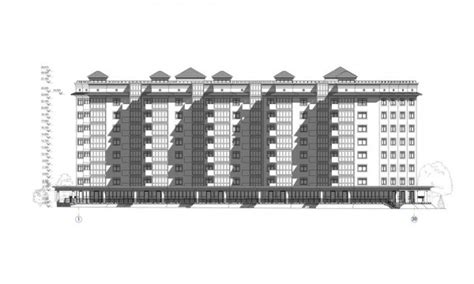 Desenho Lápis Ilustração Moderno Edifício Vários Andares Fachada