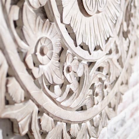 Carved Whitewashed Round Wall Decor Carved Wood Wall Decor Carved