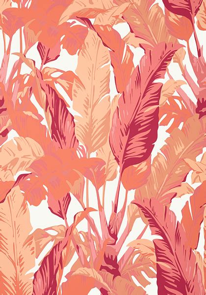 Travelers Palm Pink And Coral T10130 Collection Tropics From Thibaut