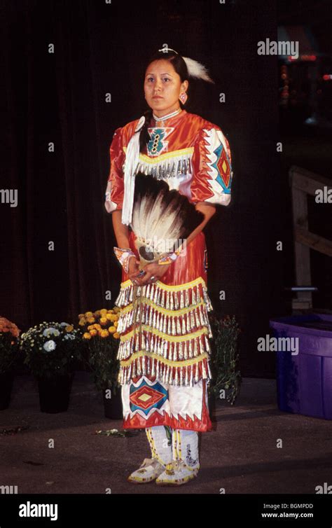 Young Cherokee Woman Dressed In A Jingle Dress On The Qualla Indian