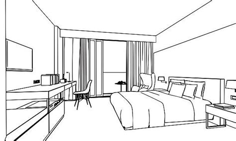 Outline Sketch Drawing Perspective Of A Interior Space Perspective