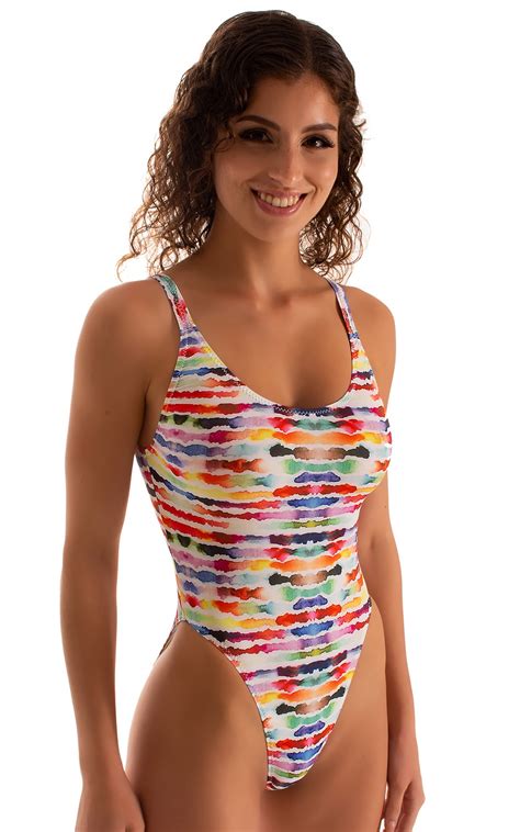 Baywatch One Piece Swimsuit In Semi Sheer Super Thinskinz Watercolor
