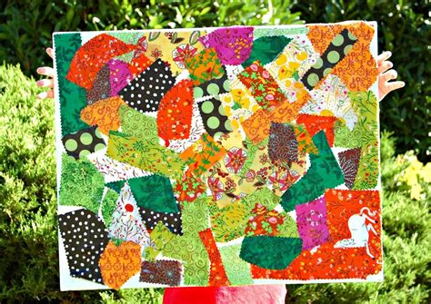 Fall Fabric Scrap Collage Preschool Arts And Crafts Summer Art