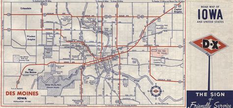 Excerpt From A D X 1958 Road Map Showing A Map Of Des Moines No